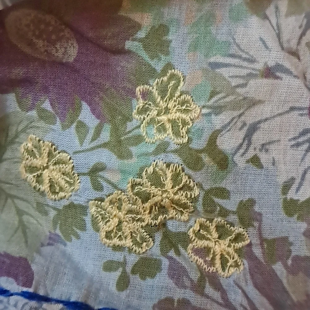 Coldwater Creek Cotton Flora Embroidered Scarf Grndmacore Cottagecore